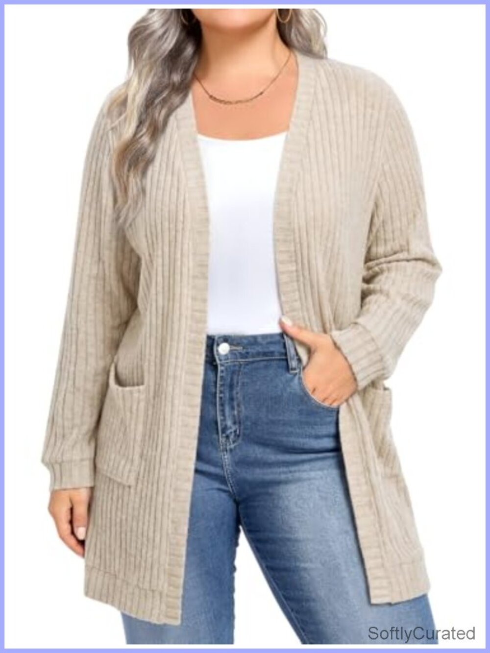 Womens Plus Size Oversized Cardigan Soft Brushed Open Front Sweater